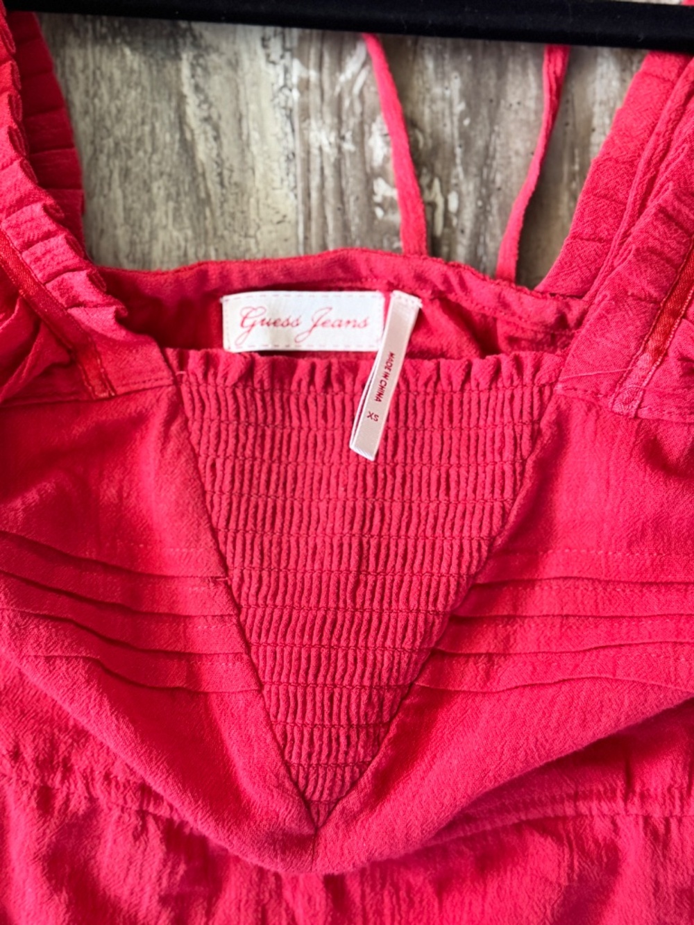 Guess Jeans Red Ruffle Top (small) - Picture 3 of 6